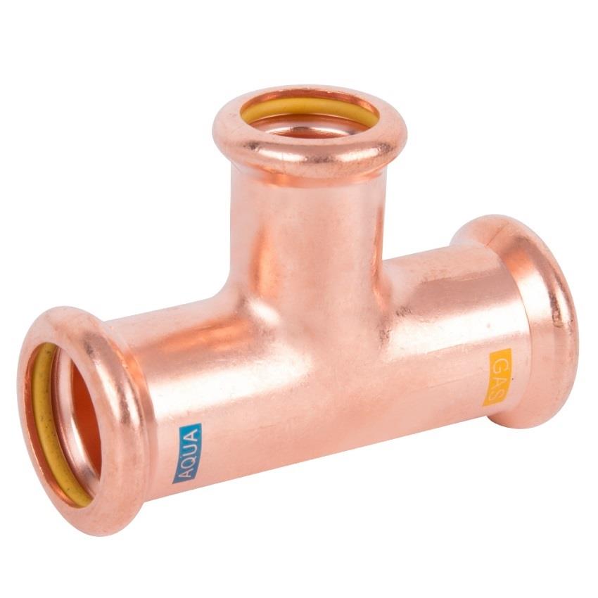 22mm x 15mm Copper Reducing Tee - Aquagas (AGRTE221515)
