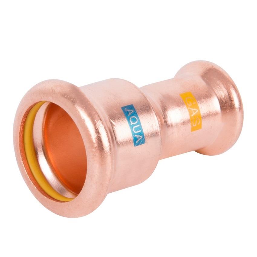 22mm x 15mm Copper Straight Reducing Coupling - Aquagas (AGSR2215)