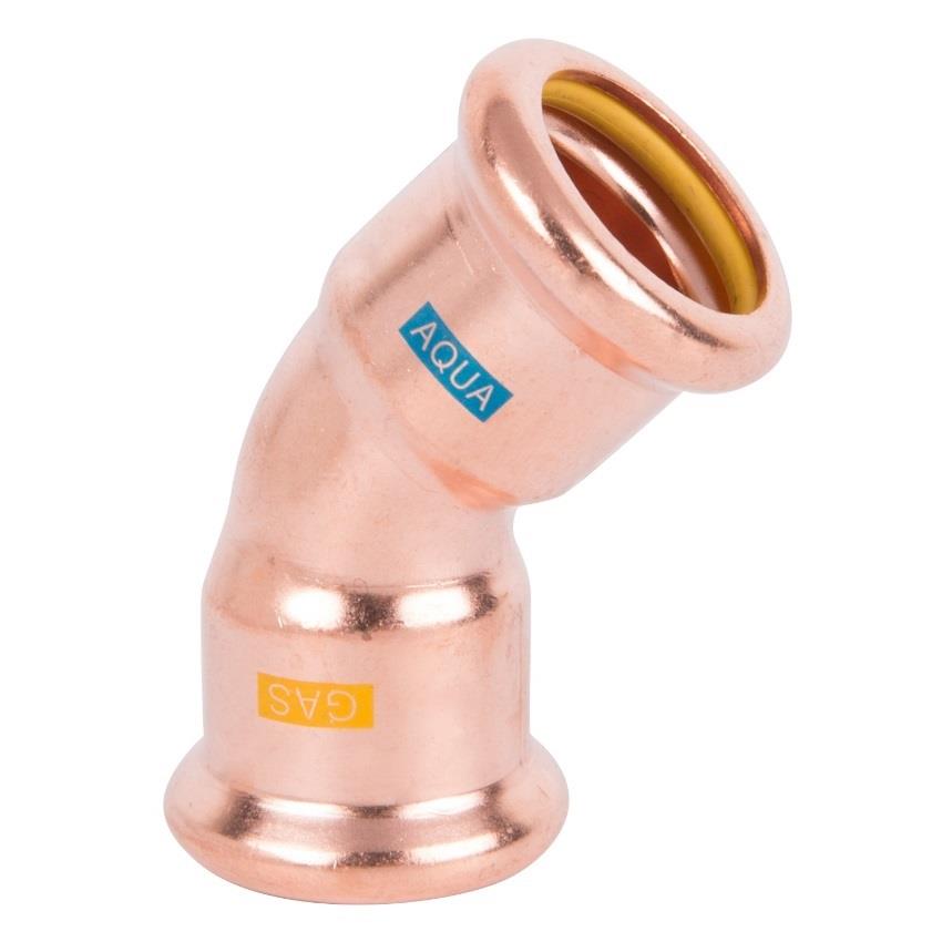 35mm Copper Press 45 Degree Bend - Aquagas (AGO4535)