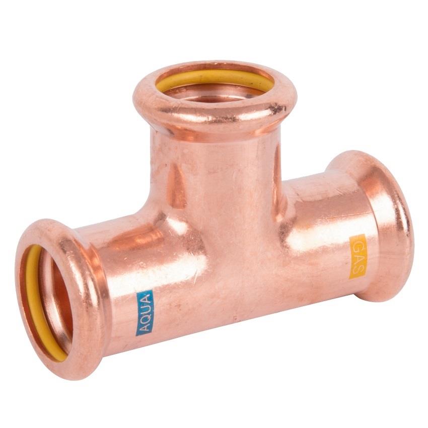 35mm M-Press Copper Equal Tee - Aquagas (AGTE35)