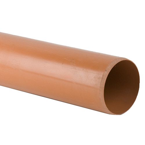 Brett Martin 110mm Underground Drainage Plain Ended Pipe - 3m (B4001)