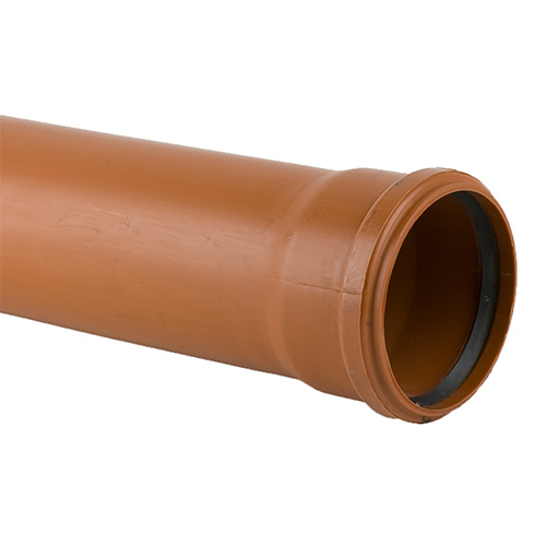 Brett Martin 110mm Underground Drainage Single Socket Pipe - 3m (B4403)