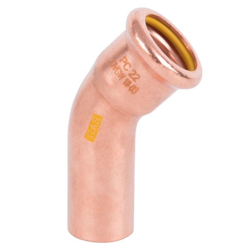 Copper press 15mm 45Deg Street Elbow - Aquagas (AGB4515)