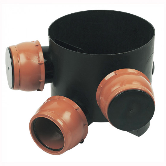 FloPlast 110mm Underground Drainage Adjustable 3 Inlet Mini Access Chamber Base - 300mm Diameter (D801)