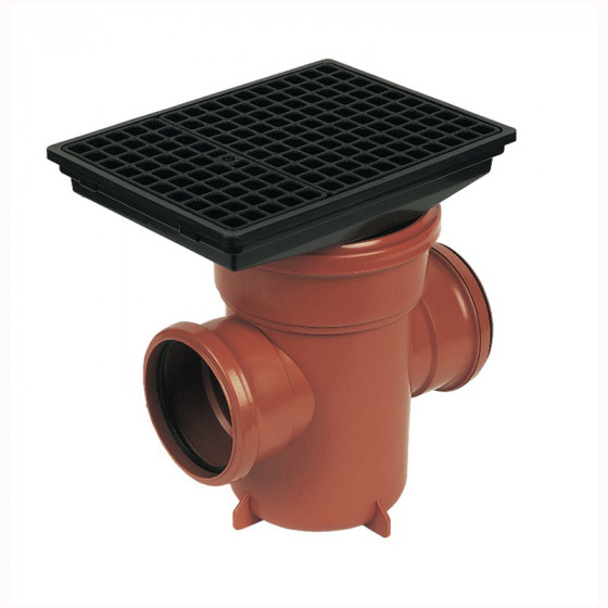 FloPlast 110mm Underground Drainage Back Inlet Bottle Gully Rectangular Grid (D530)
