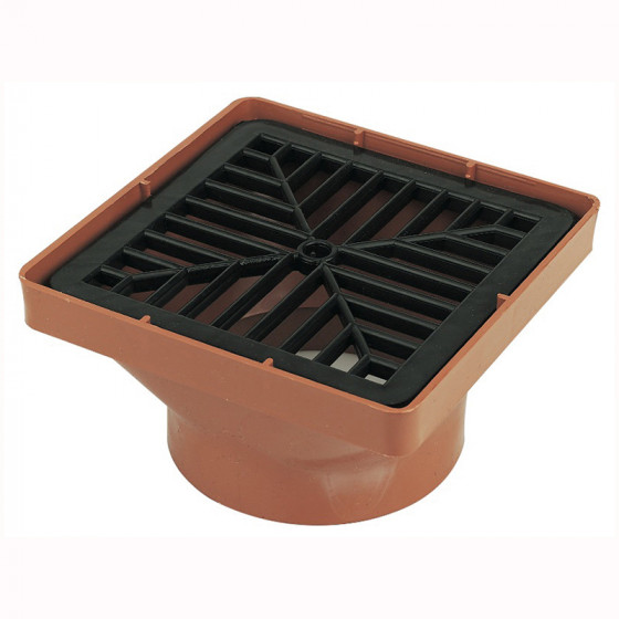 FloPlast 110mm Underground Drainage Square Hopper - Incl 150mm x 150mm Grid (D504)