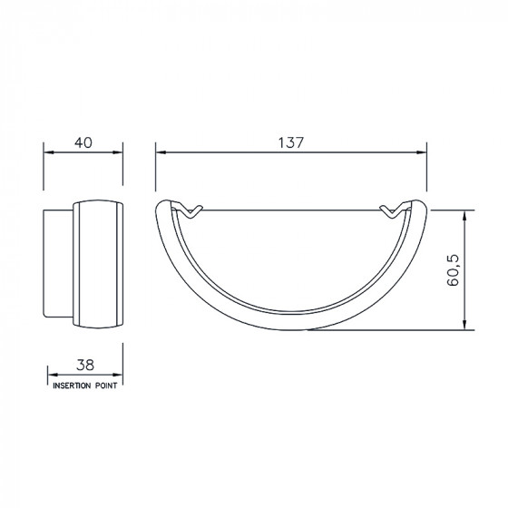 FloPlast 112mm Half Round Gutter External Stop End(RE1) image 6