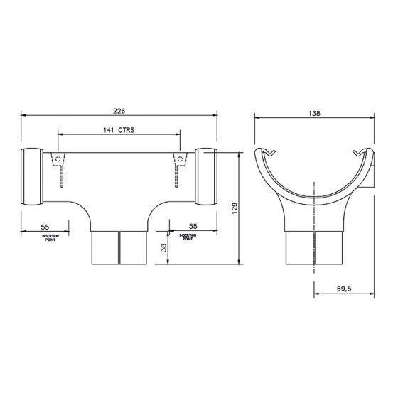 FloPlast 112mm Half Round Gutter Running Outlet(RO1) image 6