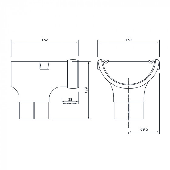 FloPlast 112mm Half Round Gutter Stop End Outlet(RO2) image 5