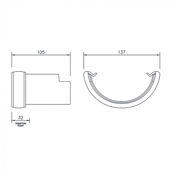 FloPlast 112mm Half Round Gutter to Half Round Cast Iron Style Adapter(RD5) image 3