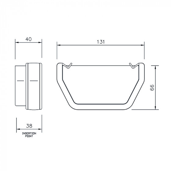 FloPlast 114mm Square Line Gutter External Stop End(RES1) image 5