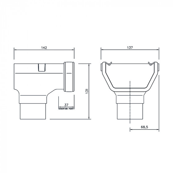 FloPlast 114mm Square Line Gutter Stop End Outlet(ROS2) image 5