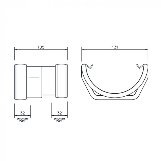 FloPlast 114mm Square Line to Half Round Gutter Adapter(RDS1) image 3
