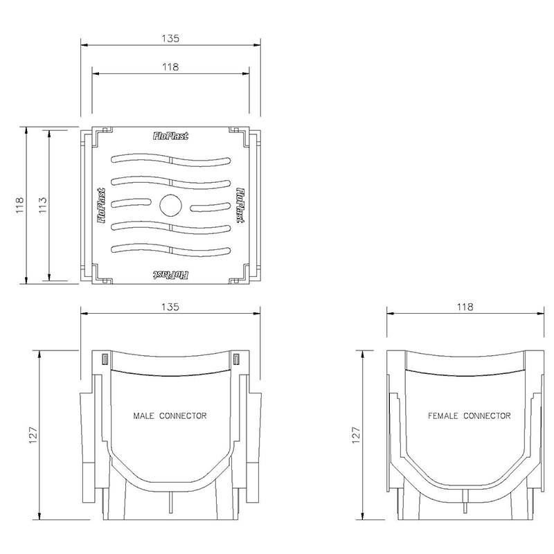 FloPlast Channel Drain Corner with Galvanised Grate (D720) image 2
