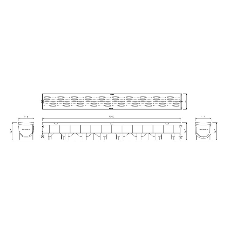 FloPlast Channel Drain with Plastic Grate - 1 Metre (D700) image 2