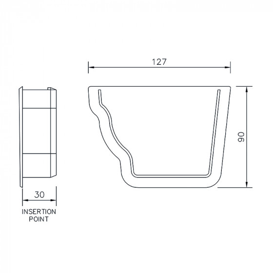 FloPlast Niagara 110mm Ogee Gutter Internal Stop End - Left Hand(REN3) image 4