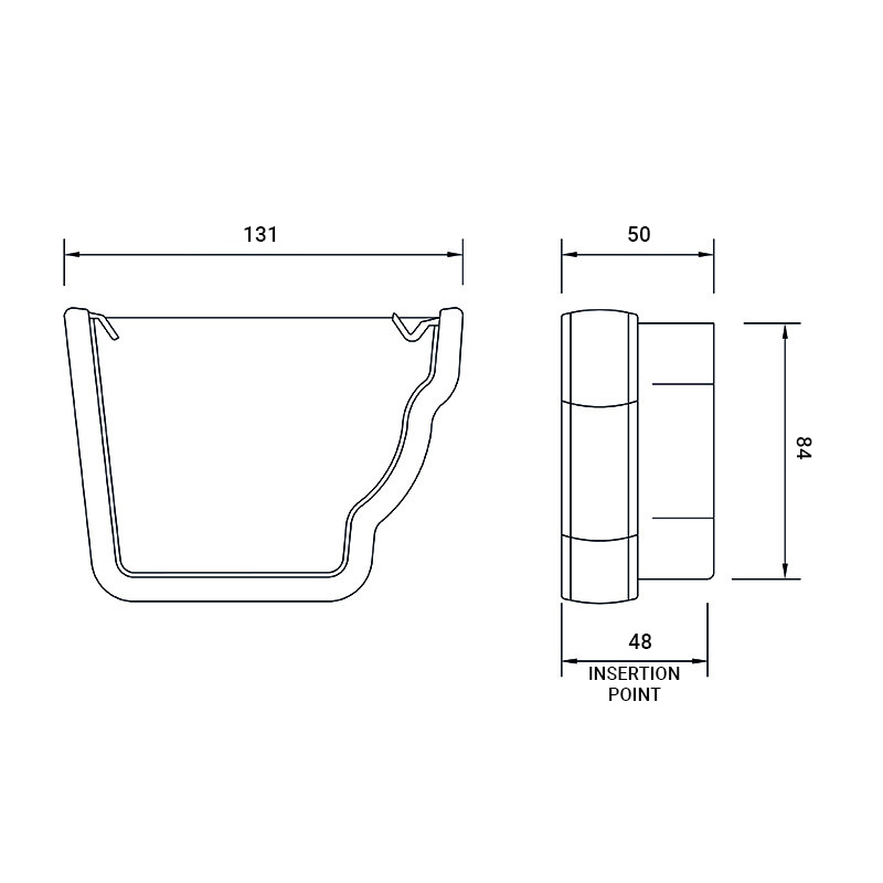 FloPlast Niagara 110mm Ogee Gutter Internal Stop End - Right Hand(REN4) image 4