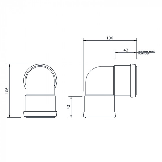 Floplast Push Fit Knuckle Bend 90° Degree 50mm (WP12) image 2