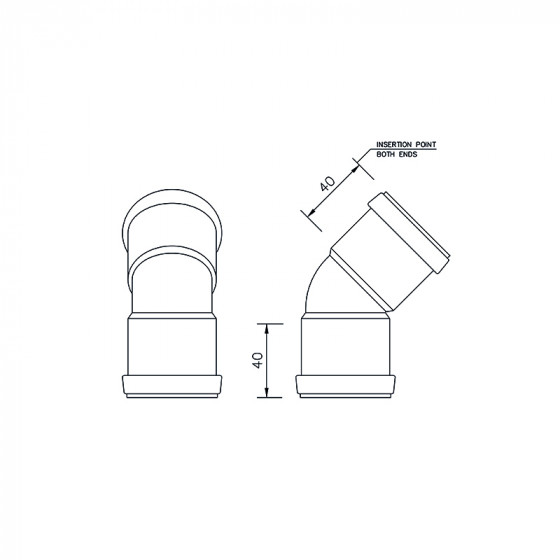 Floplast Push Fit Obtuse Bend 45° Degree 40mm (WP19) image 4