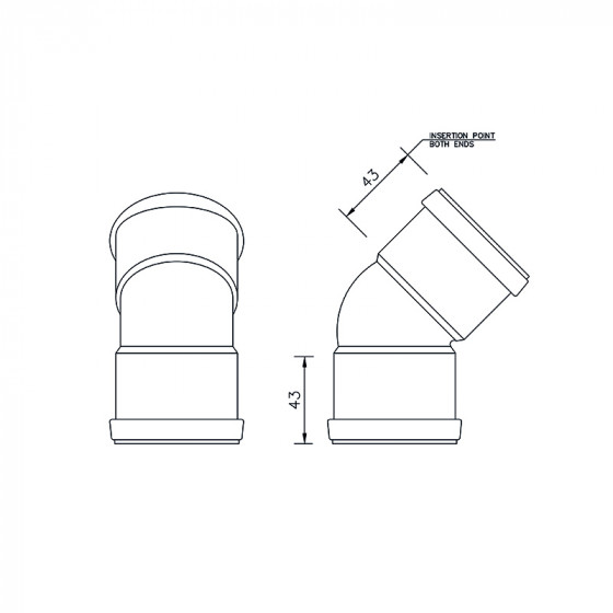 Floplast Push Fit Obtuse Bend 45° Degree 50mm (WP20) image 2