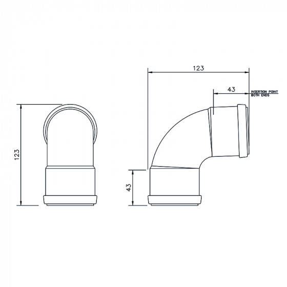 Floplast Push Fit Swept Bend 92.5° Degree 50mm (WP16) image 2