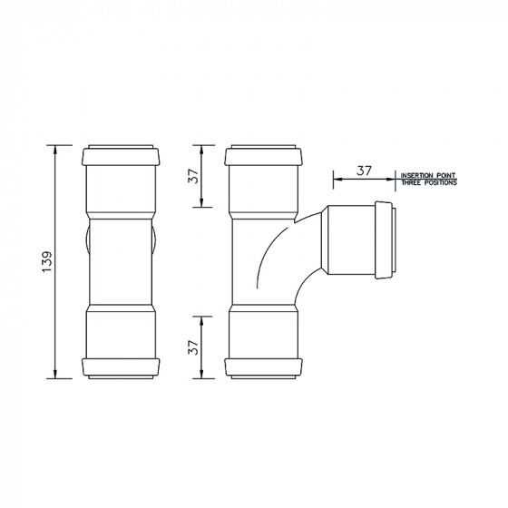 Floplast Push Fit Swept Tee 32mm (WP22) image 4
