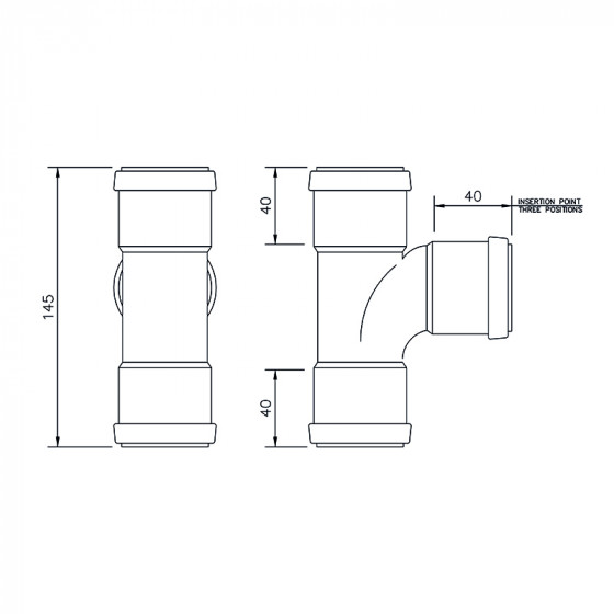 Floplast Push Fit Swept Tee 40mm (WP23) image 4