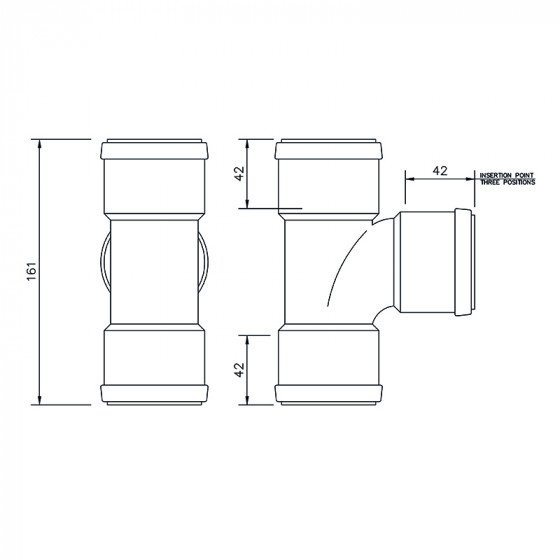 Floplast Push Fit Swept Tee 92.5° Degree 50mm (WP24) image 2