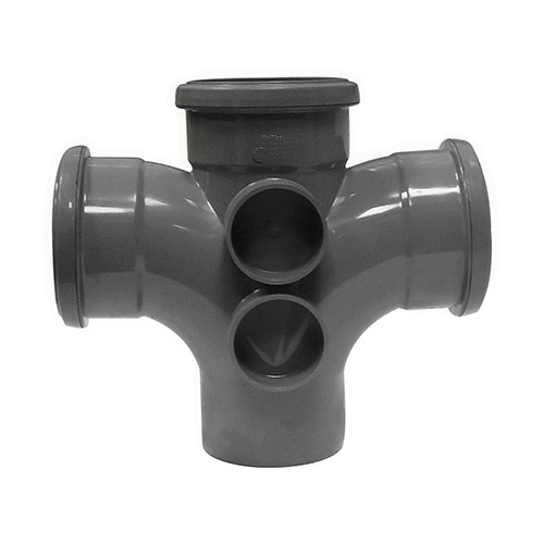 Floplast Ring Seal Double Branch 92.5° (87.5°) Degree 4"/110mm Anthracite (SP230)