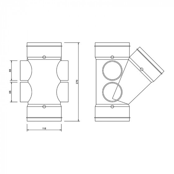 Floplast Solv Soil 110mm 135 Degree Branch(3Xsocket) (SS211) image 2