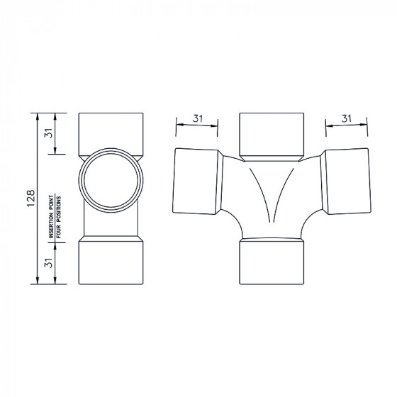 Floplast Solvent Weld Cross Tee 92.5° Degree 40mm (WS58) image 2