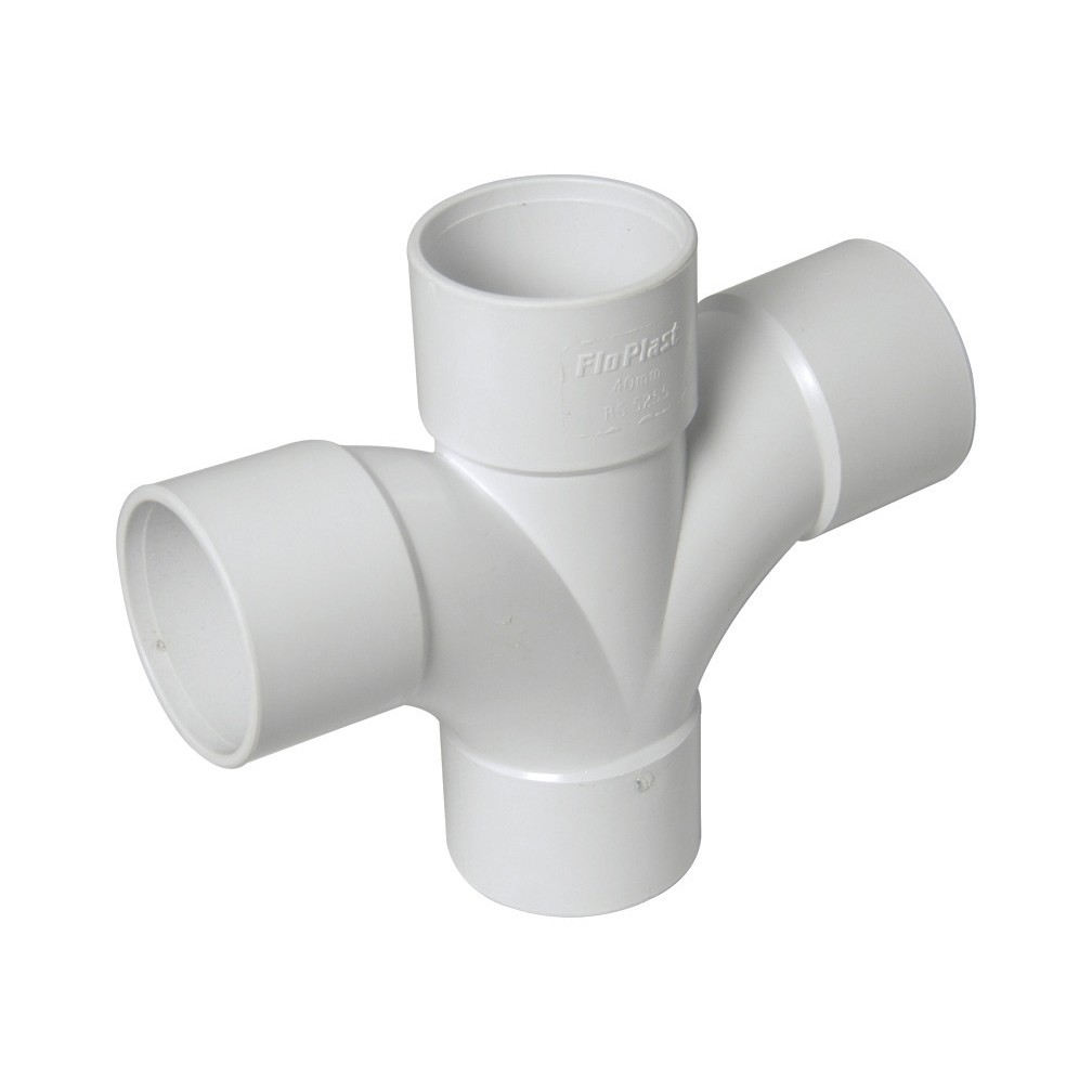Floplast Solvent Weld Cross Tee 92.5° Degree 40mm (WS58)