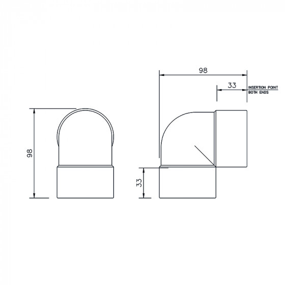 Floplast Solvent Weld Knuckle Bend 90° Degree 50mm (WS12) image 4