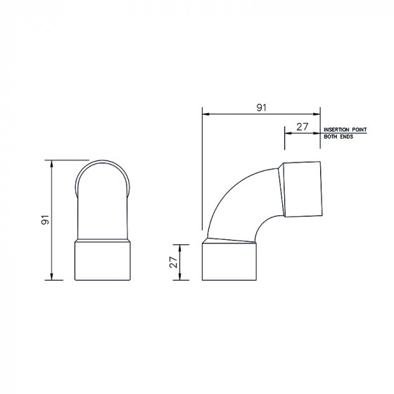 Floplast Solvent Weld Swept Bend 92.5° Degree 32mm (WS14) image 3