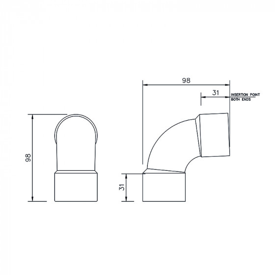 Floplast Solvent Weld Swept Bend 92.5° Degree 40mm (WS15) image 3