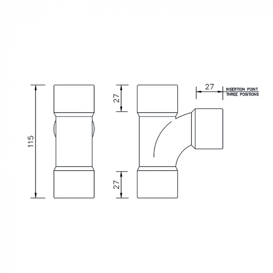 Floplast Solvent Weld Swept Tee 92.5° Degree 32mm (WS22) image 4