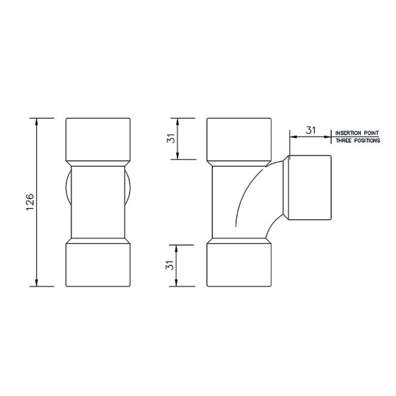 Floplast Solvent Weld Swept Tee 92.5° Degree 40mm (WS23) image 4