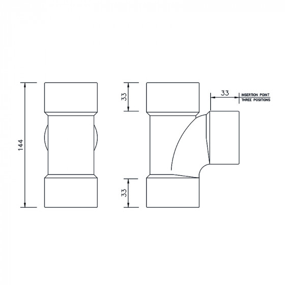Floplast Solvent Weld Swept Tee 92.5° Degree 50mm (WS24) image 3