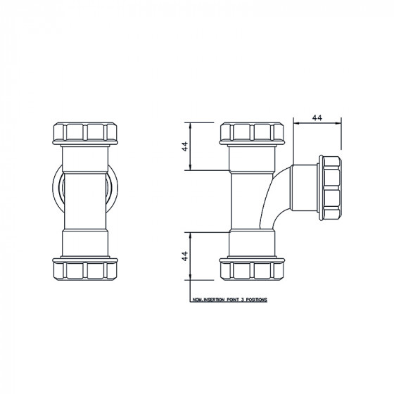 Floplast Universal Equal Tee 91.25 Degree 32mm (WC22) image 2