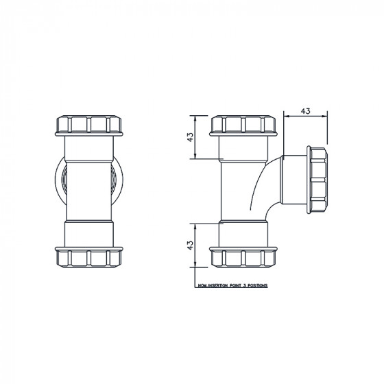 Floplast Universal Equal Tee 91.25 Degree 40mm (WC23) image 2