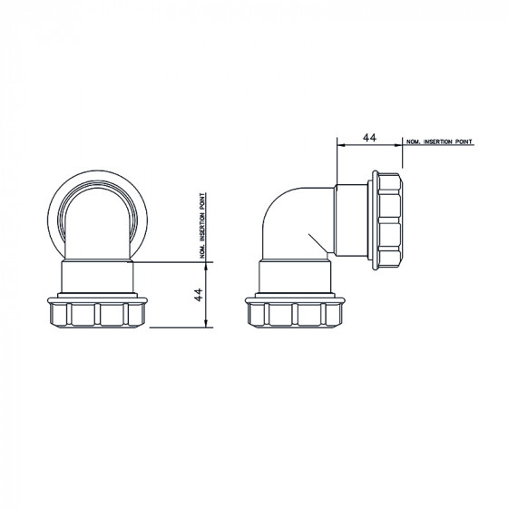 Floplast Universal Knuckle Bend 90 Degree 40mm (WC11) image 2