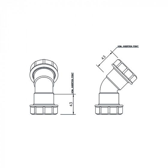 Floplast Universal Obtuse Bend 45° Degree 32mm (WC18) image 2