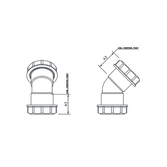 Floplast Universal Obtuse Bend 45° Degree 40mm (WC19) image 2