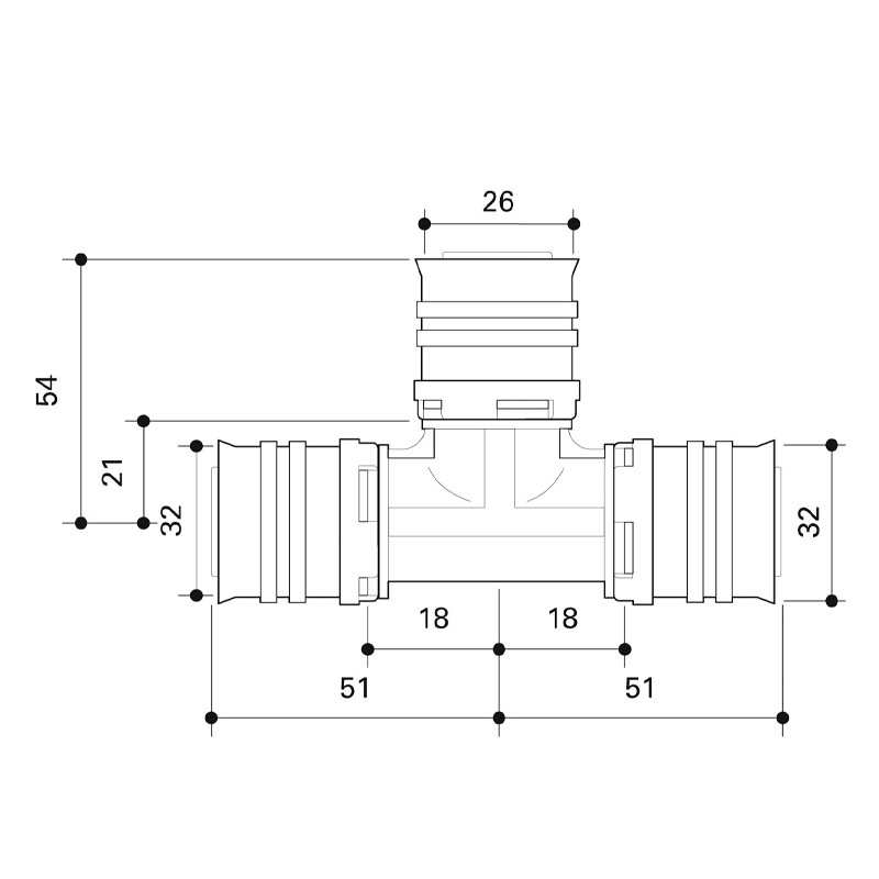 FRANKISCHE Alpex F50 PROFI PPSU Reducing 'T' Coupling 32mm - 26mm - 32mm (88932360) image 2