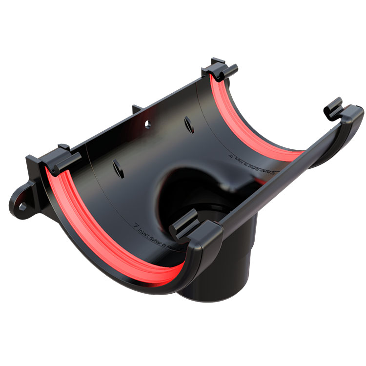 FreeFlow 112mm Half Round Gutter Running Outlet (FRR605BL)