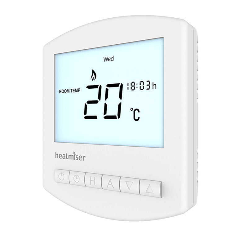 Heatmiser Slimline B V3 Battery Powered Programmable Thermostat - White