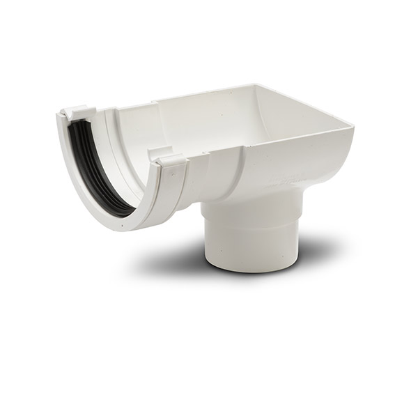Polypipe 112mm Half Round Stop End Outlet (RR106) image 1