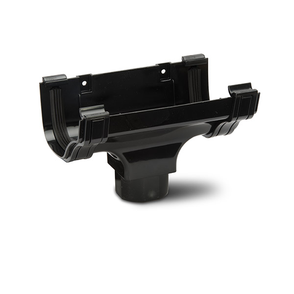 Polypipe 130mm Ogee Gutter Running Outlet Black (ROG05B)