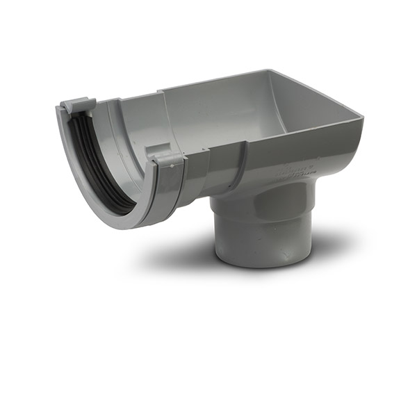 Polypipe 75mm Half Round Gutter Stop End Outlet (RM306G)