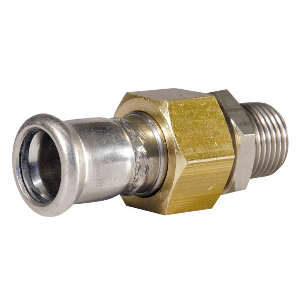 Watergas Stainless Steel 316 Press - Male Union Adapter - With Flat S